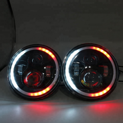 7" Led RGB Lighting DRL Halo Ring Round Light With App Remote Control For Jeep Wrangler JK CJ 7 inch RGB Led Headlight