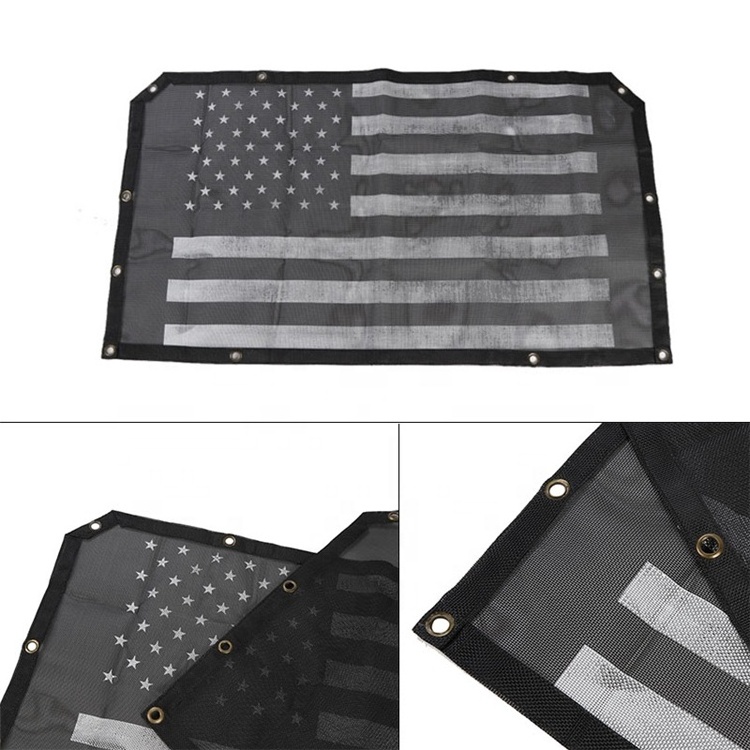 Black flag Pentagram UV Sun Shade Mesh Roof Mesh Bikini Top Cover For Jeep Wrangler JL 2008 - 2019 2 Doors