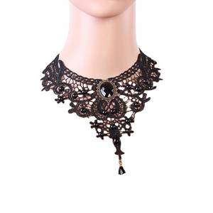 Halloween Elegant Sexy Women Girl Retro Gothic Punk Style Necklace Black Lace Neck Chain Collar Choker Victorian