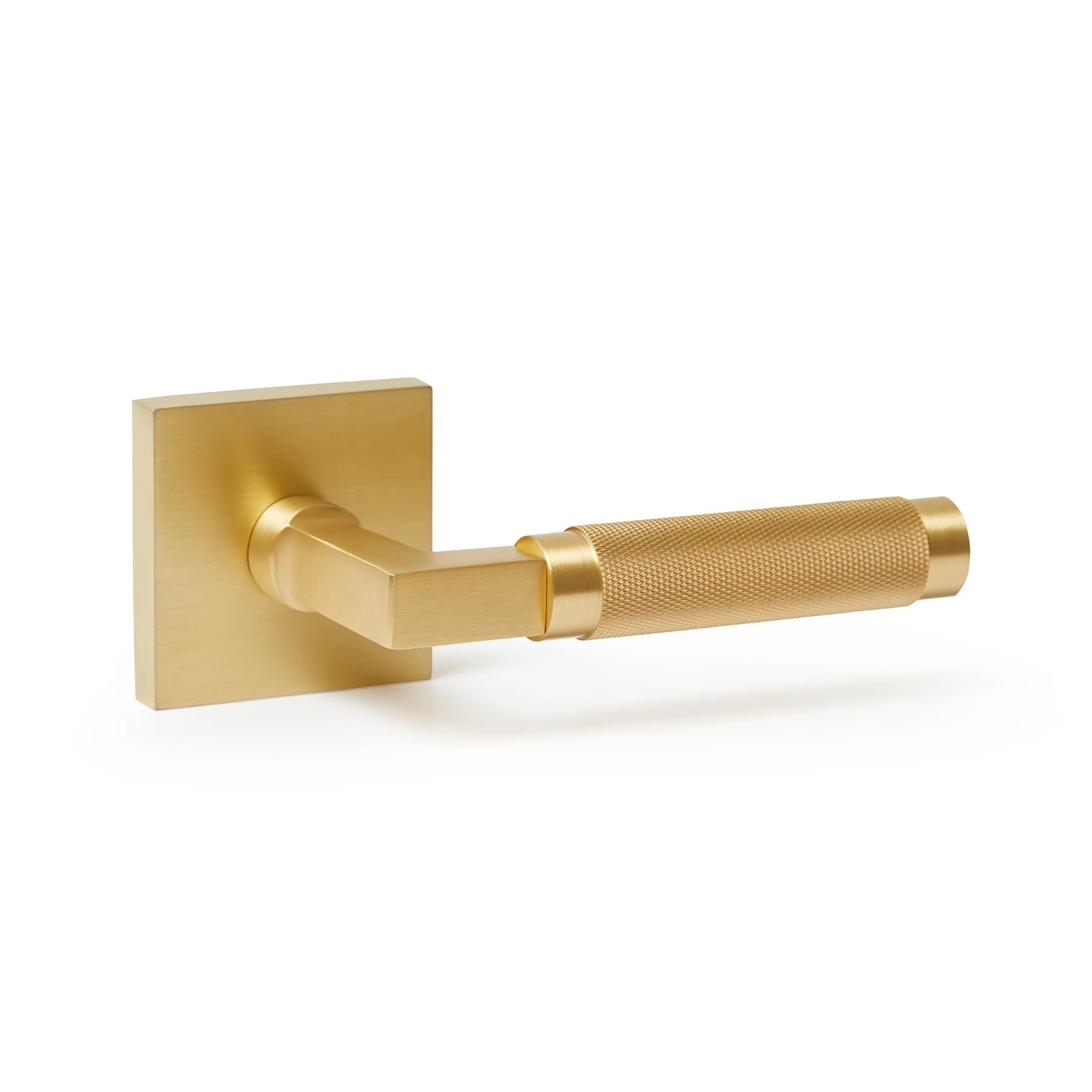 American satin brass door lock Modern Golden interior Door Lock Handle Golden Door Handle