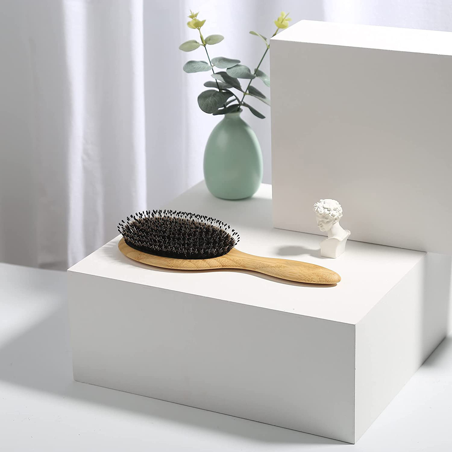 New Product Boar Bristle Hair Extension Brush natural bamboo hairbrush detangler brushes wooden detangle brush