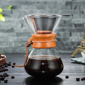 400ml Heat Resistant Borosilicate Glass Coffee Maker Pour Over Glass Coffee Pot With Stainless steel strainer