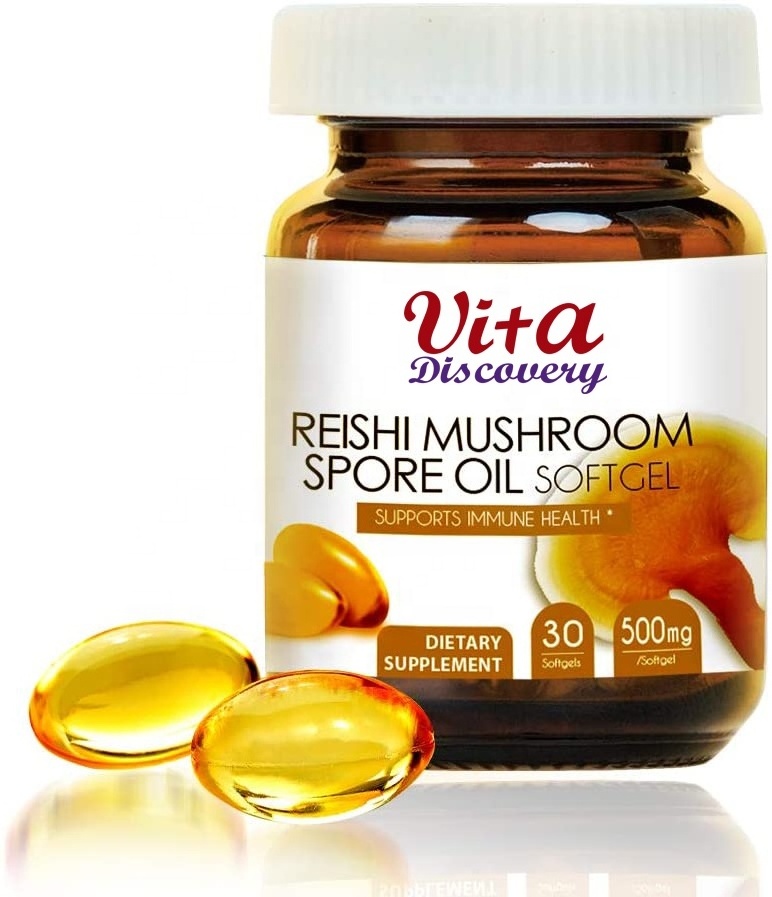 Pure Organic reishi spore oil/lingzhi capsule/ganoderma lucidum spore oil softgel reishi powder mushroom extract powder