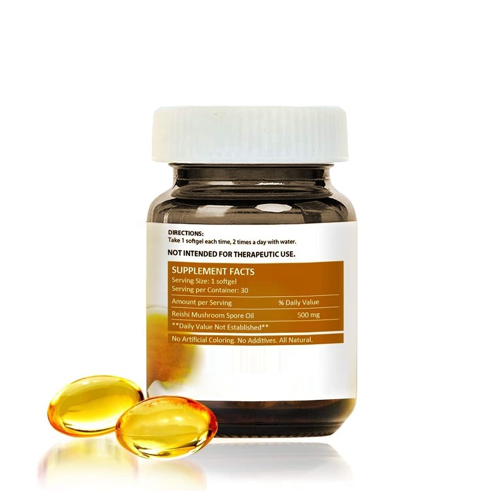 Pure Organic reishi spore oil/lingzhi capsule/ganoderma lucidum spore oil softgel reishi powder mushroom extract powder