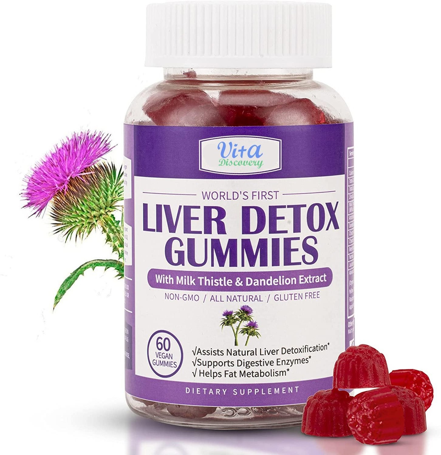 Liver Detox Healthcare supplement Milk thistle gummy Glutathione liver Cleanse Detox gummies liver detox Anti Hangover Gummies