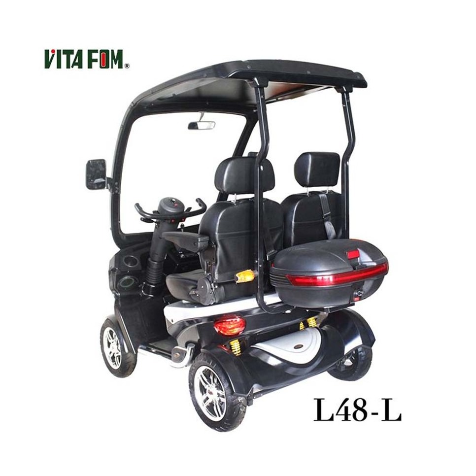 1500W Multipurpose Elderly Transportation 2 Seat Electric Moped 4 Wheel Electric Golf Scooter With Roof CE