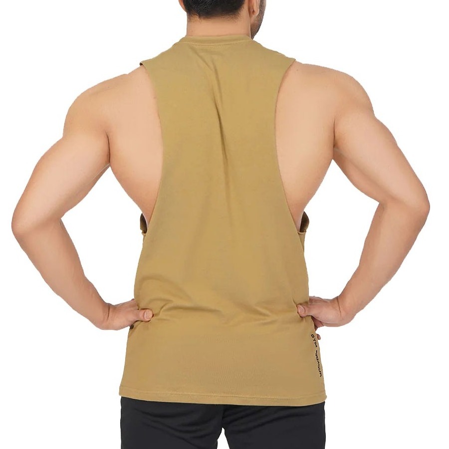 Most Fashionable Men Beige Color Gym Wear Sleeveless Bodybuilding Tank Tops For Sale Men Wholesale Vests