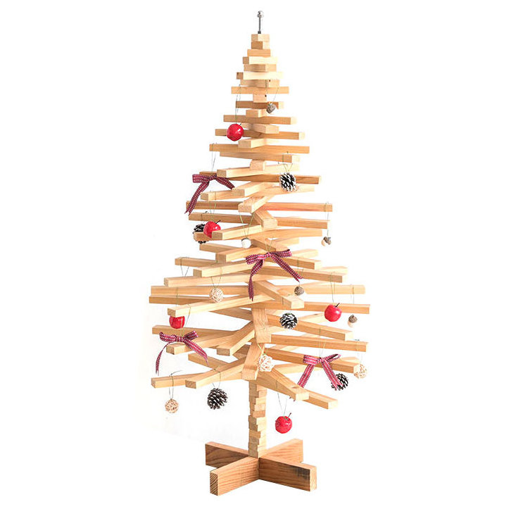 Hot popular christmas tree wooden festival natural solid wood decoration crafts