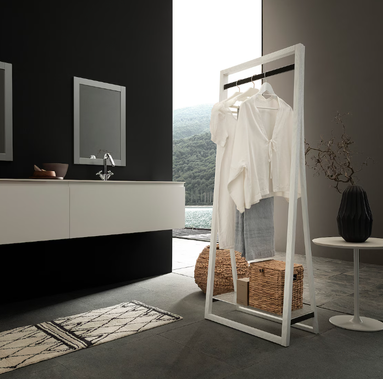 Hot selling wooden clothes stand with Glass Shelf