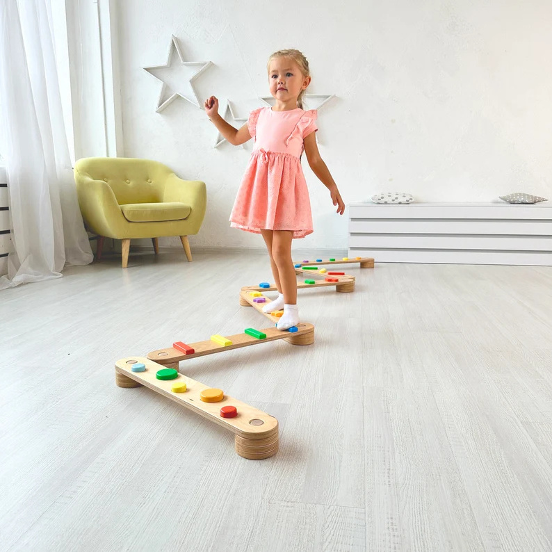 Motor Skill Development Wobble Board toddler balance path Balance beam   toy Stepping stones balance board for kids