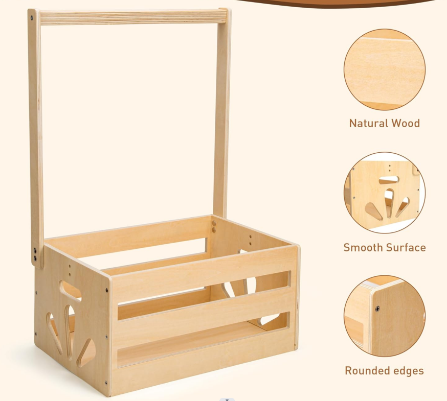 Wooden Baby Shower Crate Closet, Baby Storage Crate Hamper with Handle, Basket for Baby Shower Gifts