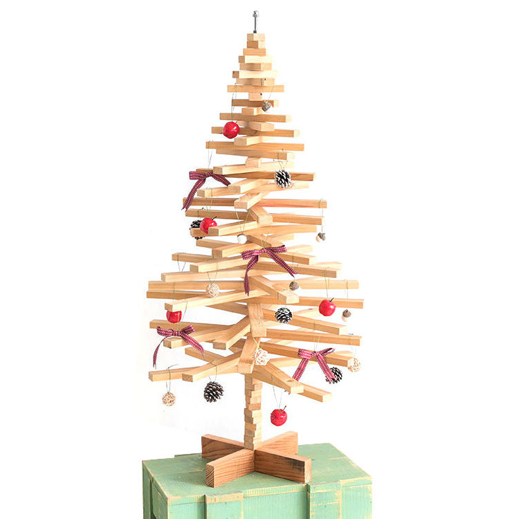 Hot popular christmas tree wooden festival natural solid wood decoration crafts