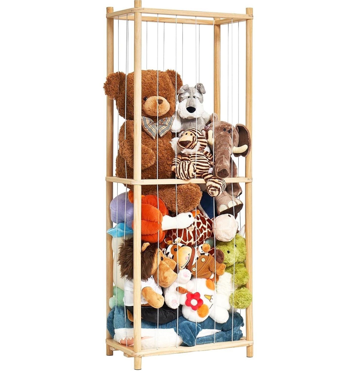 Toy Cage  Holder Kids Nursery Play Room Bedroom Display Corner Wooden Stuffed Animal Cage Extra Large Stuffed Animal Zoo Storage