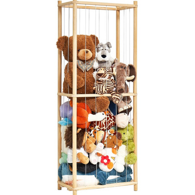 Toy Cage  Holder Kids Nursery Play Room Bedroom Display Corner Wooden Stuffed Animal Cage Extra Large Stuffed Animal Zoo Storage