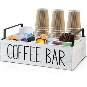 Best Selling Farmhouse Kcup Coffee Pod Holder Wooden Coffee Station Organizer for Counter Kitchen Coffee Bar Accessories