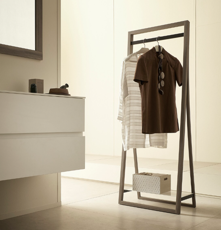 Hot selling wooden clothes stand with Glass Shelf