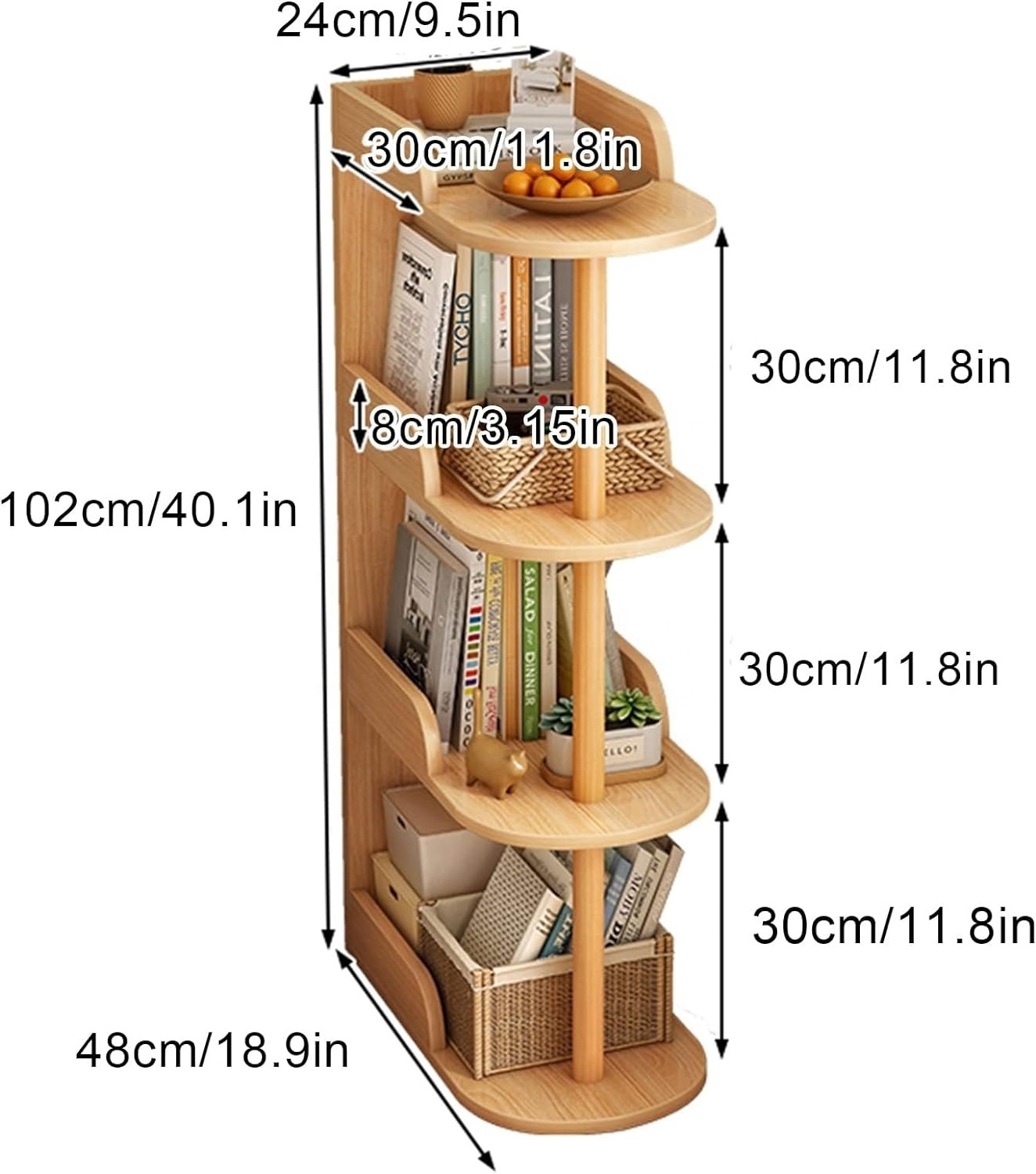 Landing Bookshelf small living room sofa edge shelf Free-Standing Wooden Bookshelf shelves storage cabinets