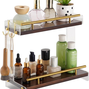 2 Tier Dresser Counter Makeup Cosmetics Skincare Perfume Shelf Acrylic Wood Bathroom Vanity  Bathroom Counter Organizer