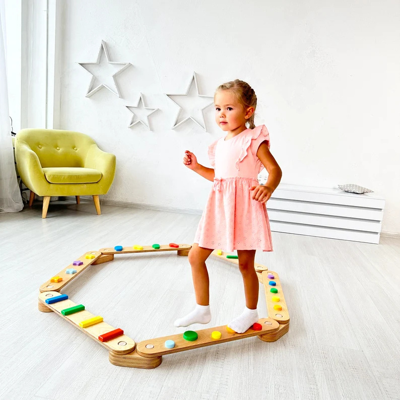 Motor Skill Development Wobble Board toddler balance path Balance beam   toy Stepping stones balance board for kids