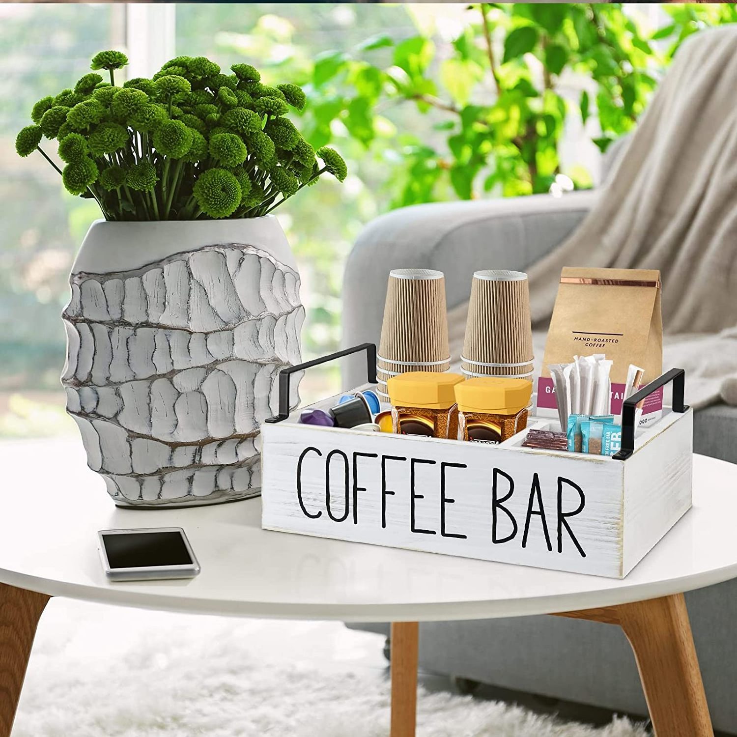 Best Selling Farmhouse Kcup Coffee Pod Holder Wooden Coffee Station Organizer for Counter Kitchen Coffee Bar Accessories