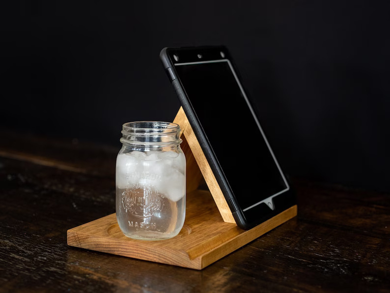 Wood Triangle Night Stand Book Holder Personalized Stand Book Holder Book Rest with Drink Holder