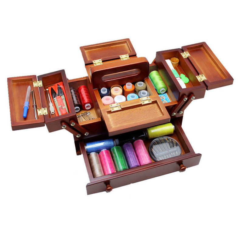 Factory price wholesale wood sewing box wooden sophisticated storage box