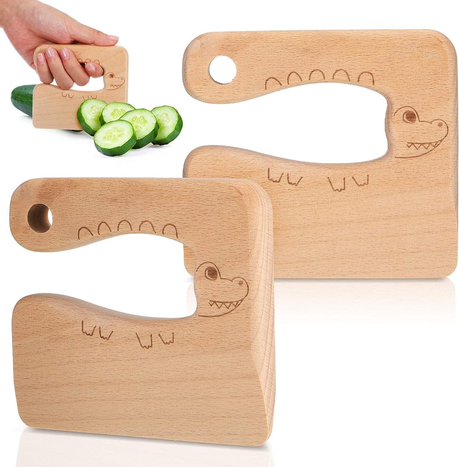 Wooden Kids Knife for Cooking Cute Fish Dinosaur Shape Kitchen Toy Vegetable and Fruit Cutter vegetable chopper