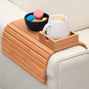 Versatile Couch Drink Holder Couch Tray bamboo Cup Holder for Drink  Snack Sofa Armrest  Tray with Cup Holder