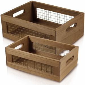 Large Size Multi Functional Handmade Storage Sundries Fruits Food Wooden Dog Crate with  Tray