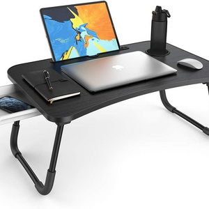 Laptop Desk Table with Storage Drawer Cup Holder Folding Lap Multi-Function Bed Table Desk Stand Bed Table Tray for