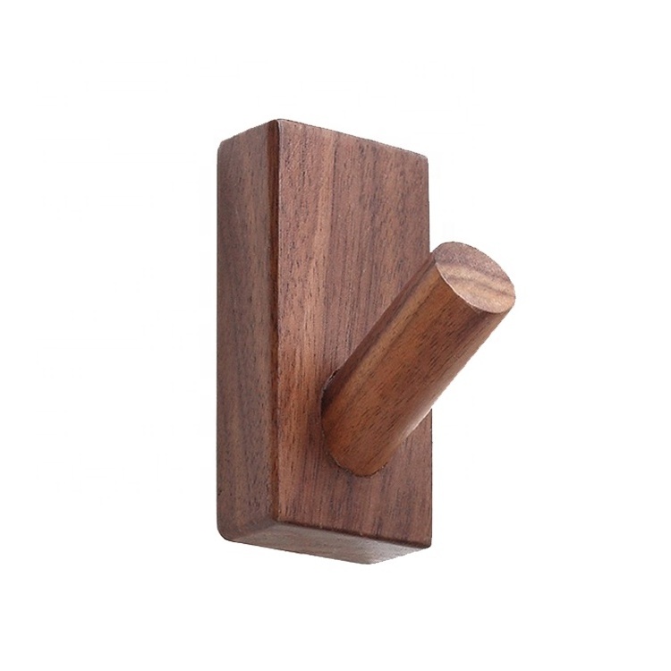 modern style cloth hanging livroom coat hook natural solid walnut beech wooden wall hooks