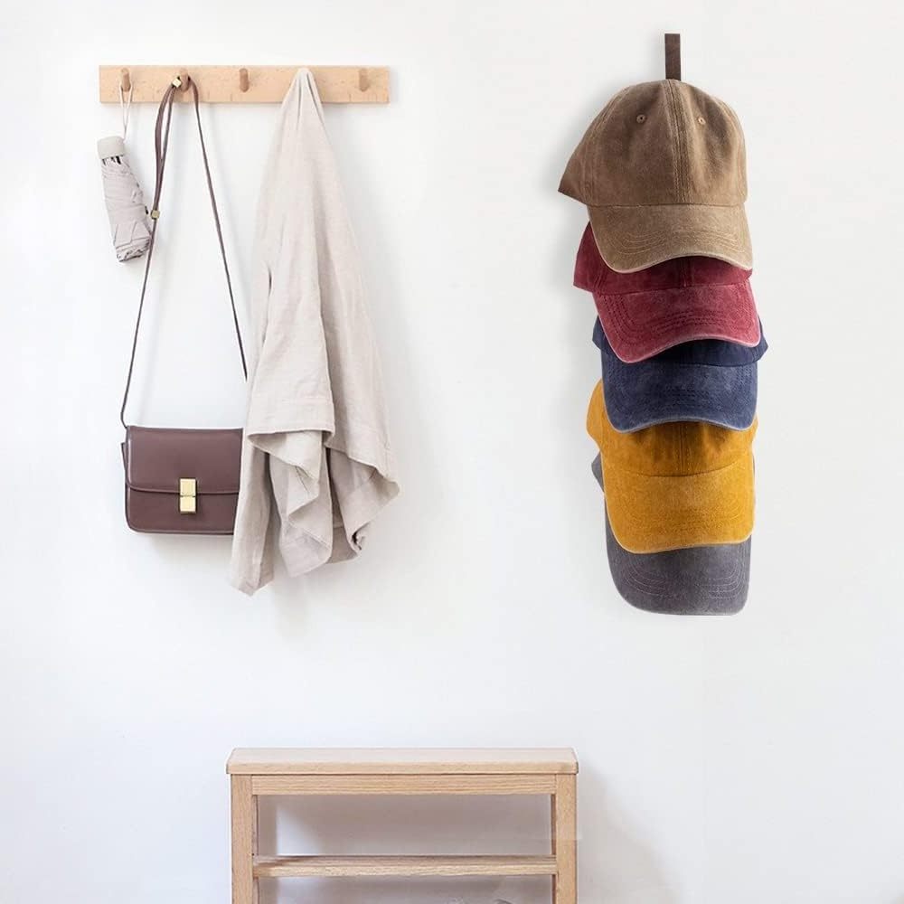 202405 Wall Mounted Wooden Hat Storage Organizer Hanger Hat Rack for Baseball Caps Wall Vertical Hat Holder Caps Display Rack