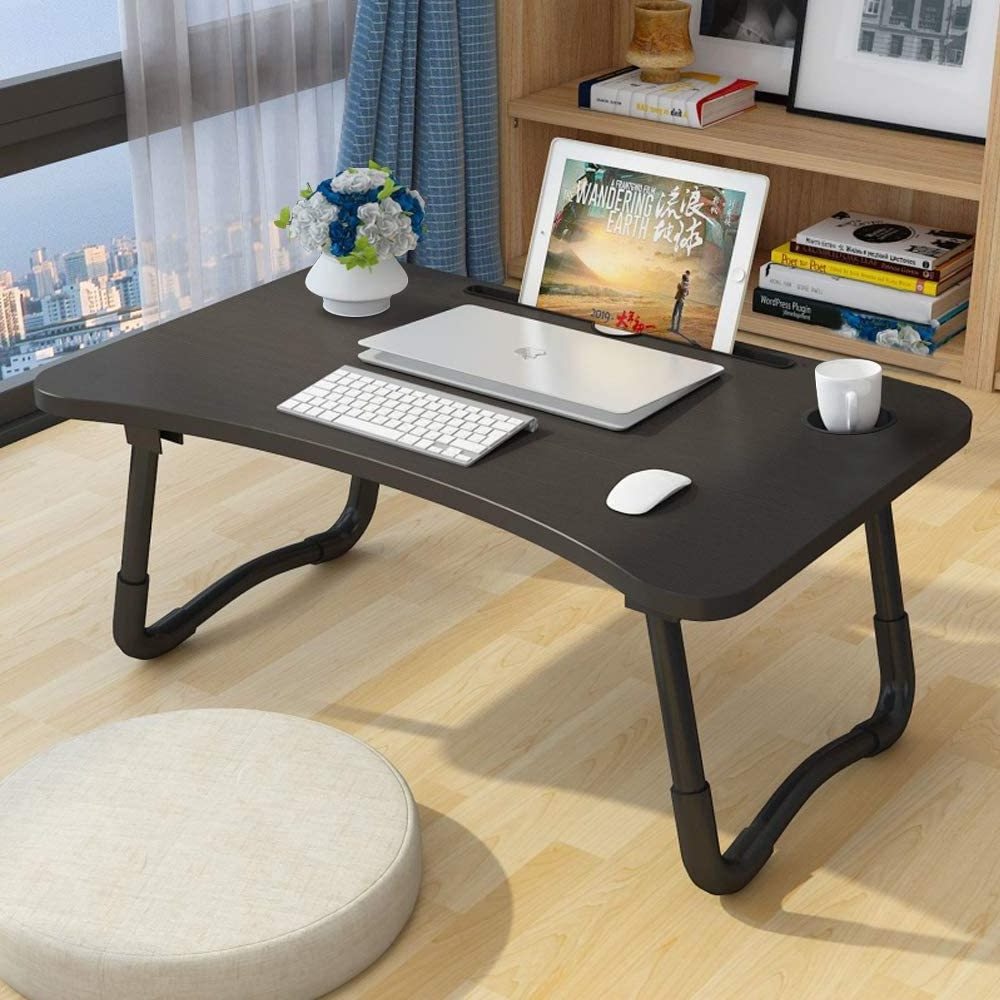 Laptop Desk Table with Storage Drawer Cup Holder Folding Lap Multi-Function Bed Table Desk Stand Bed Table Tray for