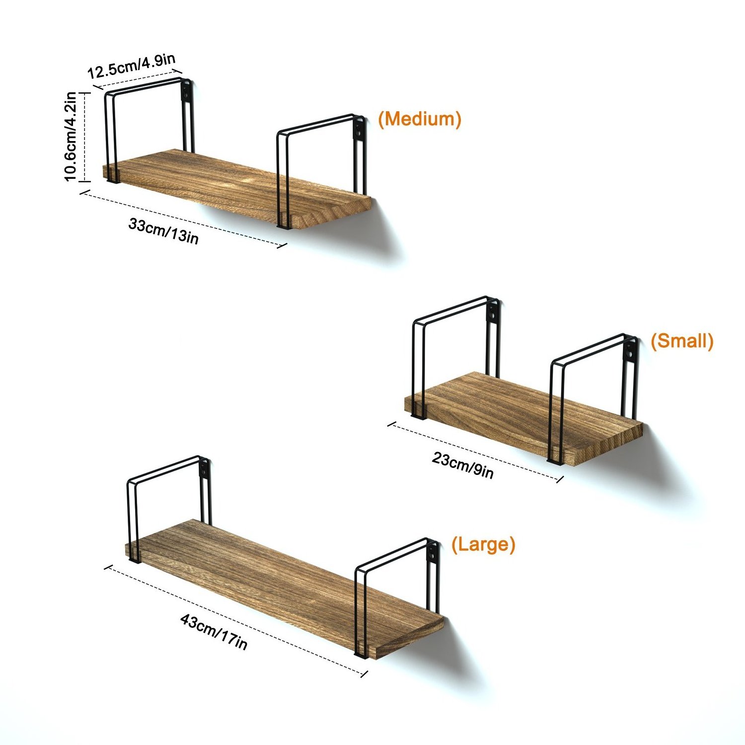 Floating Shelves High Quality Newest 3 Tiers Solid Wood Living Room Furniture Modern Wall Mounted for Book 500sets 9/13/17inches