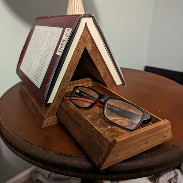 Cell Phone Frame Wood Triangle Book Rest Night Stand Book Holder rustic Book Place Holder for bed room  bedside table