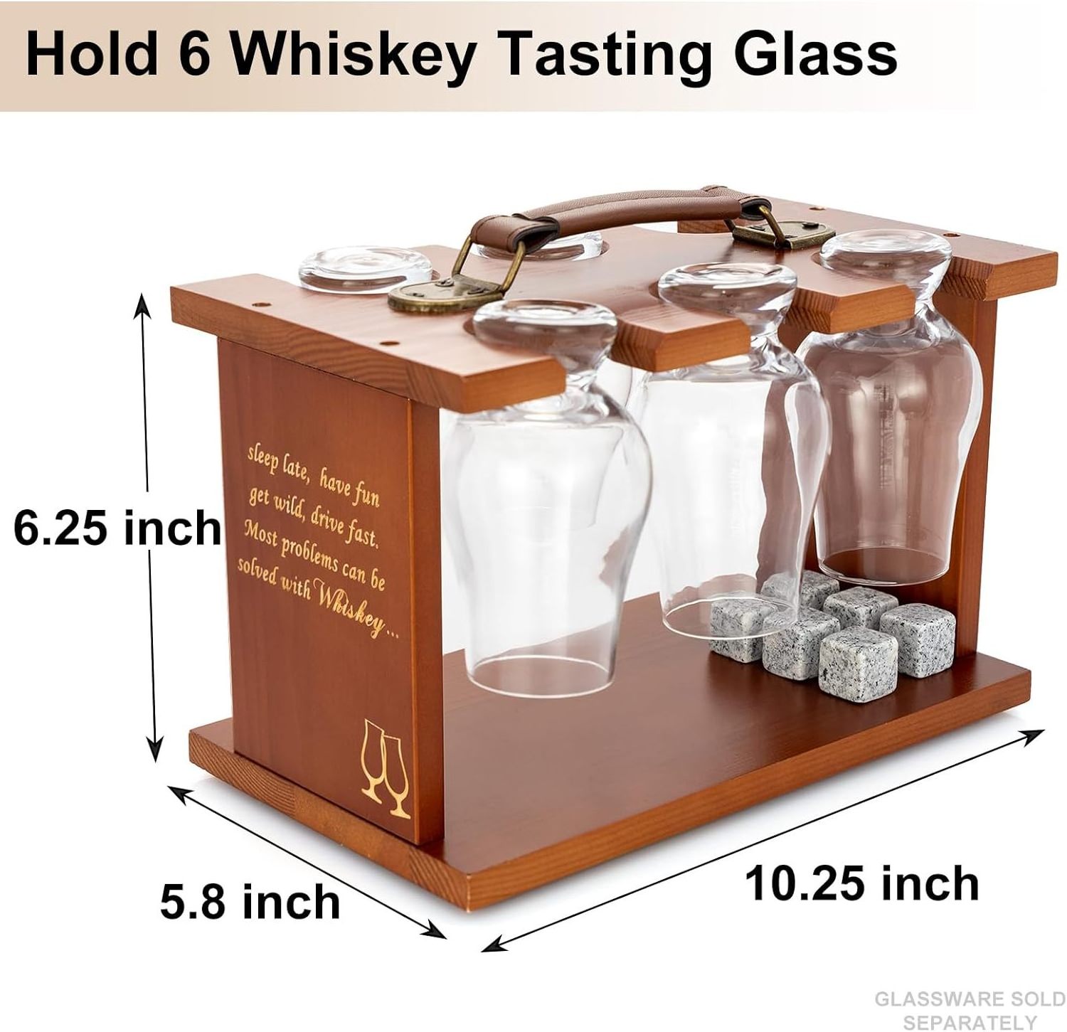 202405 Wooden Whisky Tasting Glass Rack Glassware Drying Holder Carrier Bourbon Whiskey Glasses Storage Organizer