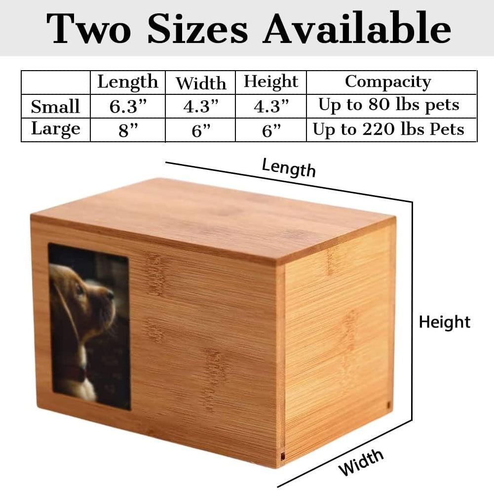 Personalized Cremation Urns for Dogs Ashes, Wooden Pet Memorial Keepsake Urns, Photo Box Pet Cremation Urn