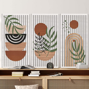 202405Modern Decor Hollow Wooden Art Wall  Minimalist Decor Sun Moon Plant Nature Wall Decor For Living Room