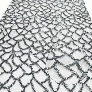 Bridal Luxury Sequins Beads Wedding Tulle Beaded Lace Fabric Beaded Net Black Fabric Mesh Service Modern Sustainable 5''+ Width