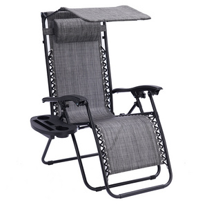 Wholesale supports Extra large grey folding chair with wide, adjustable zero gravity recliner with cup holder