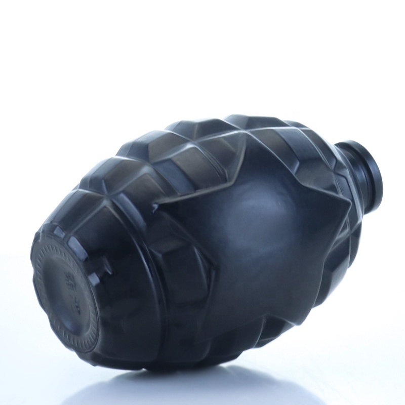 Wholesale Hot Quality Grenade Bottles 500ml Mermaid Shape Bottle Vodka Glass Black 750ml 500ML Screen Printing Wine Packing Cork