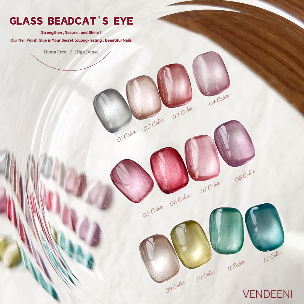 High quality glass bead cat eye gel nail polish 15ml uv gel nail polish 12 colors professional magnetic nail polish gel art