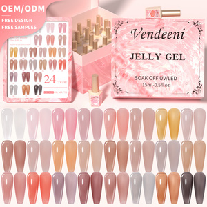 Vendeeni 24 Colors Jelly Gel Polish Set UV Gel Nail Polish Transparent Customized Logo Gel Nail Polish