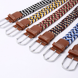 Metal Buckle Woven Stretch Braided Belt Women Men Knitted Sports Elastic Belt