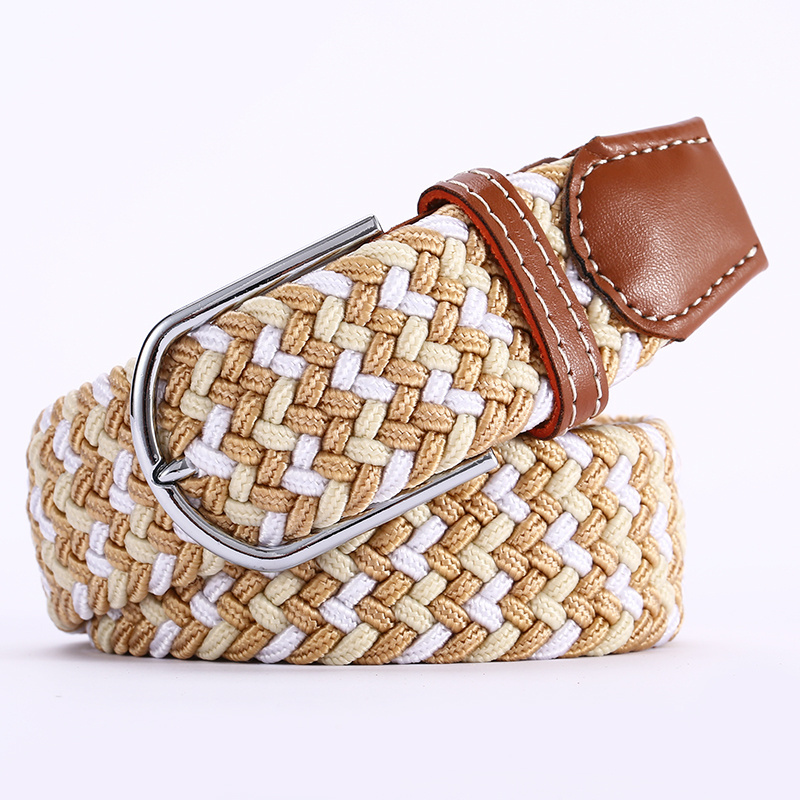 Metal Buckle Woven Stretch Braided Belt Women Men Knitted Sports Elastic Belt