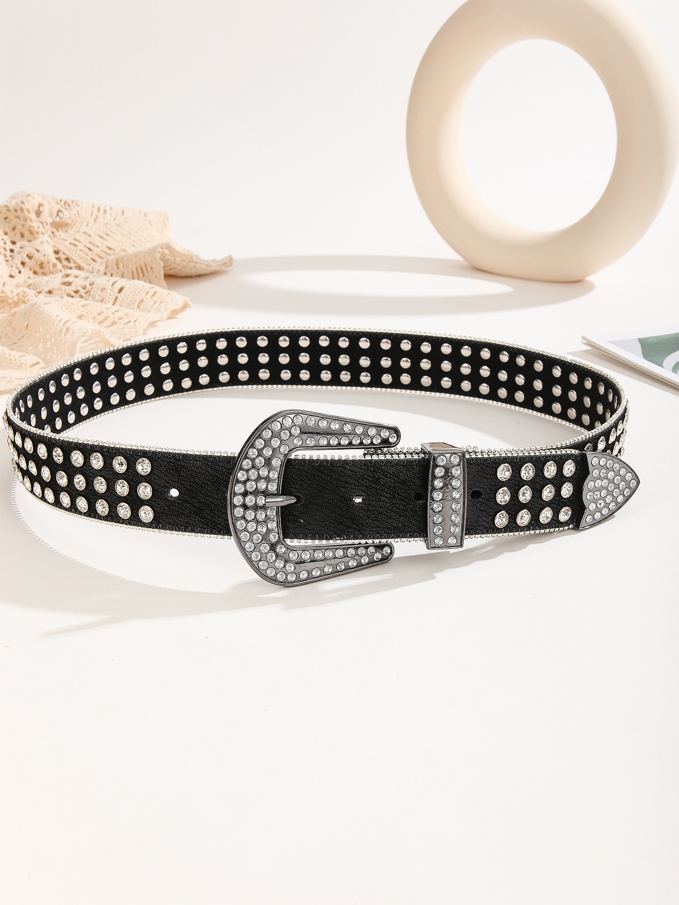 Bb Belt Crystal Women Men Diamond Studded Rhinestone Belts Western Style