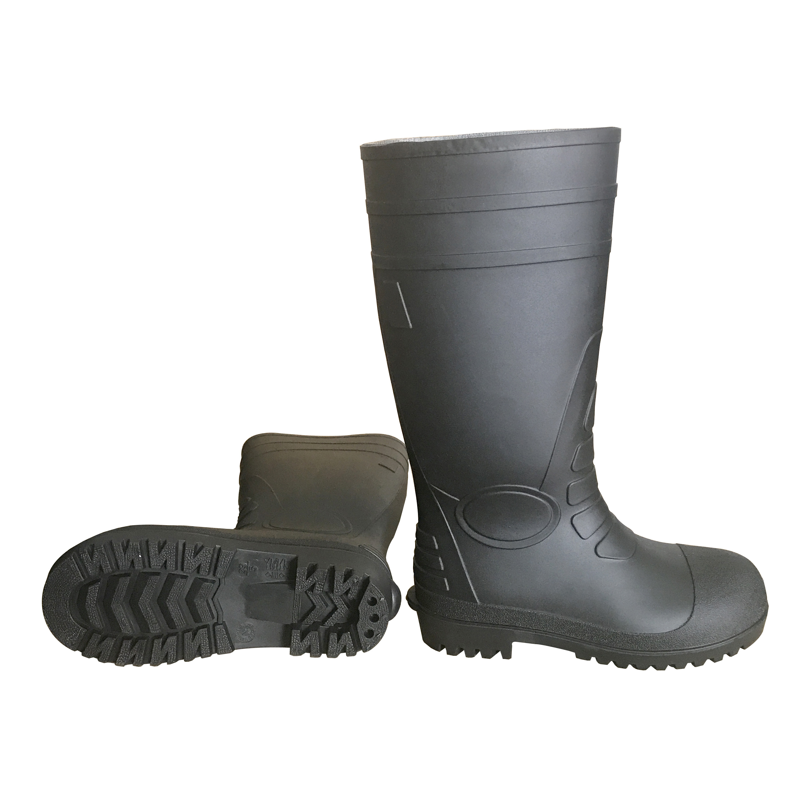 High quality low price waterproof men work PVC safety gumboots rain boots with steel toe