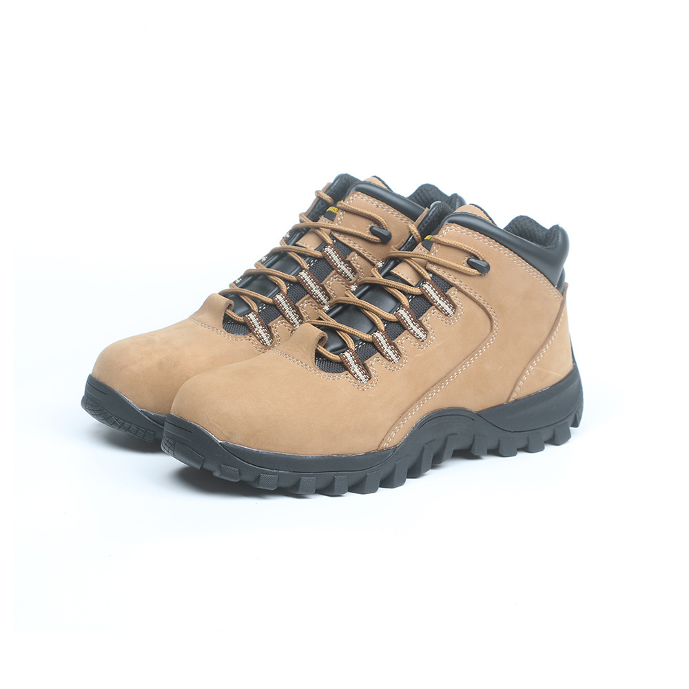 industrial construction breathable waterproof oil resistant nubuck leather steel toe safety shoes for men