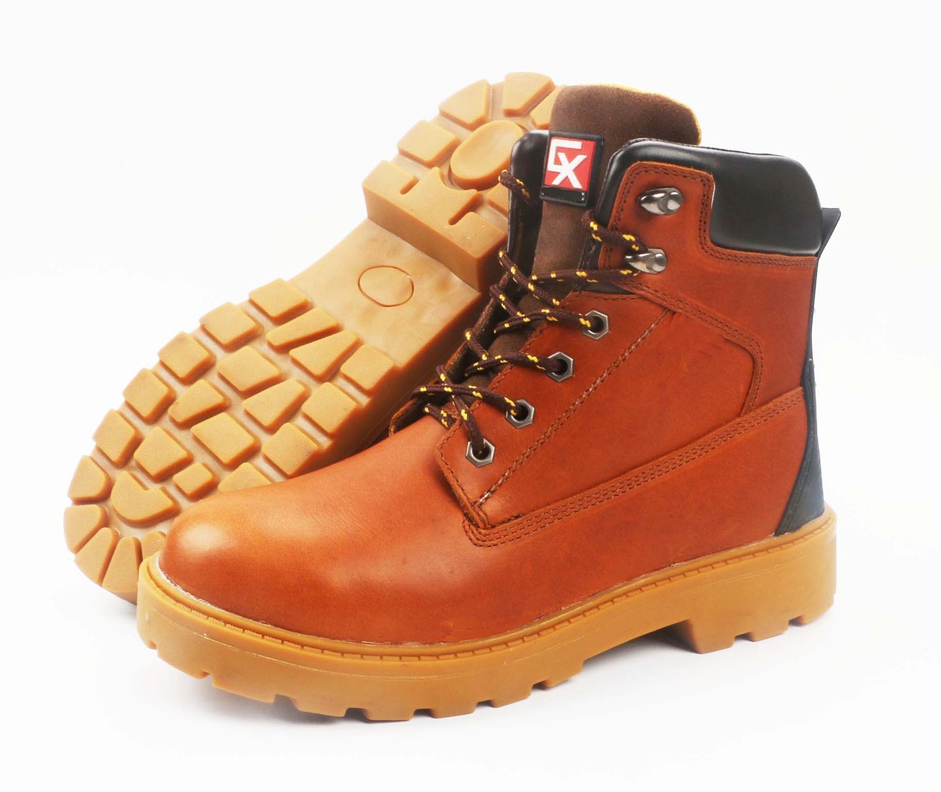 Tactical double color rubber sole goodyear welted steel toe driving safety shoes/boots for men