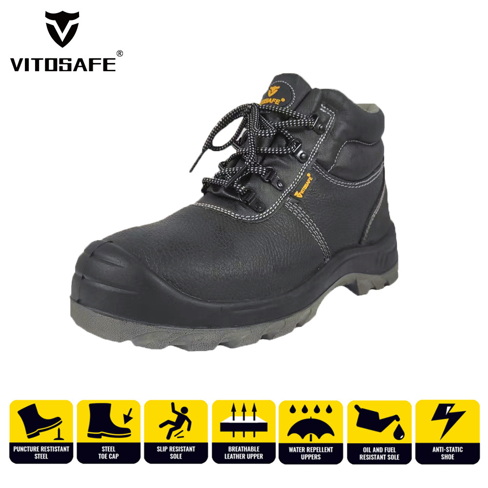 VITOSAFE Cheap Price High Quality Anti-slip Steel Toe Work Safety Shoes Boots For Men